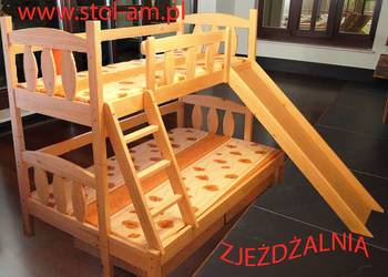 łóżka, łóżko piętrowe 3 osobowe ze zjeżdżalnią