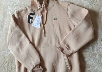Bluza męska bawełniana Lacoste - beżowa M, regular fit ocieplana
