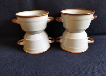 Stare nieużywane bulionówki, barszczówki, flaczarki 4 szt porcelit Pruszków