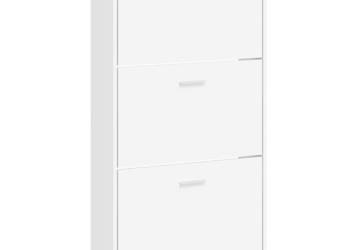 Szafka na buty Biała 59x17x108 cm Drewno konstrukcyjne（SKU:342526）