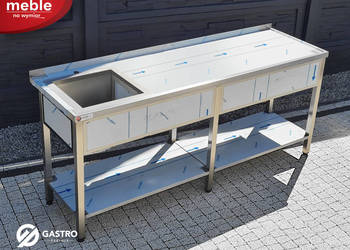 Zlew gastronomiczny 1 komorowy z półką komora spawana 2300x700x850 mm