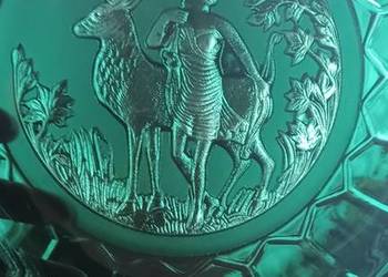 szmaragdowa misa ciężka Diana z jeleniem Ząbkowice