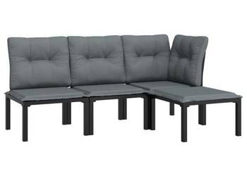 vidaXL 4-cz. zestaw wypoczynkowy do ogrodu, czarno - szary(SKU:3187743)