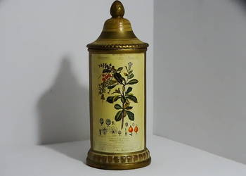 Zabytkowy pojemnik aptekarski z ilustracją botaniczną – DURANTA Plumerii –