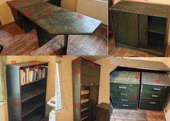 Zestaw biurowy - biurka, regały, szafki, szuflady, komody