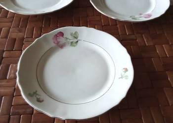 Prl talerzyki deserowe porcelana Koenigszeltz 3szt róża