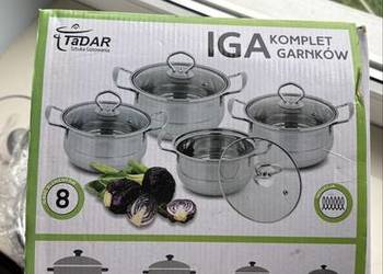 NIEUŻYWANY zestaw 4 garnków ze stali nierdzewnej z pokrywkami TADAR