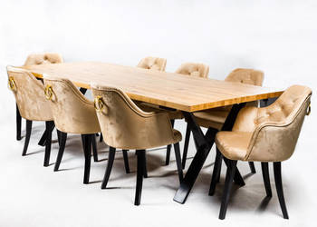 Stół Loftowy SCORPIO 160x90cm + 6 krzeseł loftowych pikowanych z kołatką