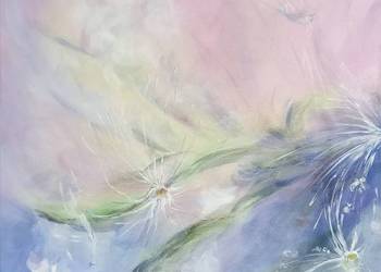 Obraz 50x50, akryl na płótnie - kwiat, łąka