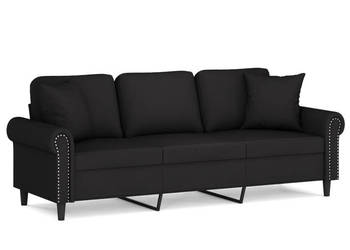 3-osobowa sofa z poduszkami czarna 180 cm aksamit WM-3200960