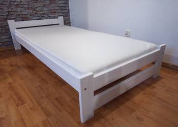 Łóżko 90x200 z materacem sprężynowym Białe Siwe