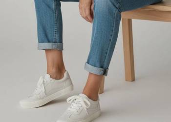 Trampki damskie białe klasyczne niskie sznurowane ekoskóra Huanyue 36