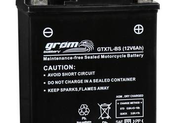Akumulator motocyklowy GROM GTX7L-BS YTX7L-BS 12V 6Ah 120A P+