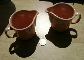 Starocie z PRL - Zestaw 2 małe mleczniki ceramiczne z Tułowic TANIO