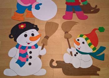 Dekoracje dwustronne zimowe z brystolu. te: 504 102 444