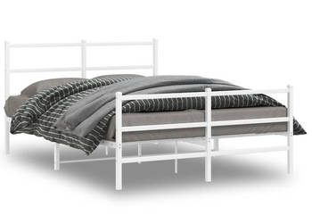 Łóżko Metalowe Białe Rama Łóżka Ze Stelażem Biała 135x190 cm WM-355431