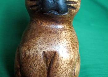 KOT - Drewno Stara Figurka rzeźba 11 x 7 x 5 cm