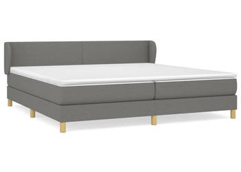 Łóżko kontynentalne z materacem ciemnoszara tkanina 200x200 cm WM-3126670
