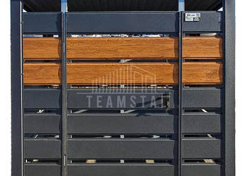 Wiata śmietnikowa 1,5x0,7m Antracyt + jasny orzech - spad w tył TS1106