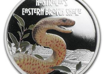 TYLKO 5000 ! 1 oz Proof Silver Australia Eastern Brown Snake
