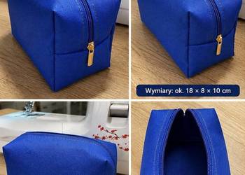 Ręcznie szyta kosmetyczka 18 × 8 × 10 cm – niebieska