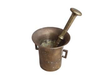 Stary mosiężny moździerz kuchenny sygnowany lata 50 unikat zabytek rarytas