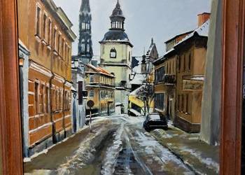 obraz w ramie olej na płótnie ul. Mariacka w Sandomierzu 60x80