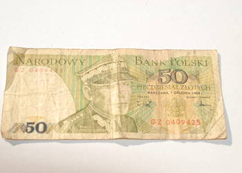 Stary banknot 50 złotych Świerczewski 1988 antyk