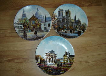Limoges 3 talerze Notre Dame Łuk Triumfalny Montmartre Limoges 3 talerze Notre Dame Łuk Triumfalny Montmartre