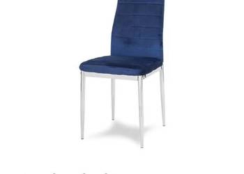 Krzesło welurowe niebieskie na chromowanych nogach