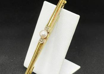 Złota Broszka pr 585 3,14g z perłą i 2szt. Diamentów