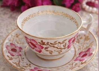 Davenport z Longport 1794–1887 wiktoriańska filiżanka ze spodkiem ręcznie m