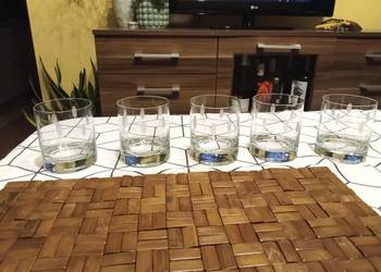 Prl szklanki do whiskey szkło trawione 5szt