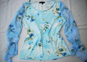 Bluzka Kwiaty Szyfonowe Rękawy 40 42