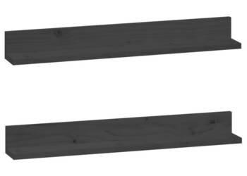 Półki ścienne 2 szt. szare 80x11x9 cm lite drewno sosnowe WM-823606