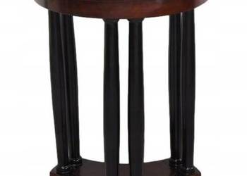 Drewniany Okrągły Stolik Kawowy - Stół z Czarnymi Nogami - Do Salonu