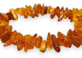 Bransoletka BURSZTYN bałtycki sieczka surowa koniakowa #916