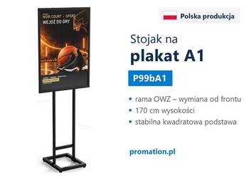 Czarny stojak na plakat A1, rama OWZ SLIM podstawa kwadratowa P99bA1