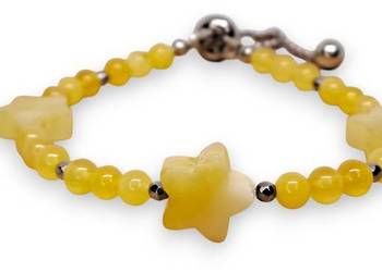 Bransoletka z bursztynu, BURSZTYN cytryna mleko kulka gwiazdka #1515