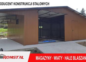 Garaż Blaszany z ZADASZENIEM BOCZNYM - Złoty Dąb - Wiata  - ROMSTAL*