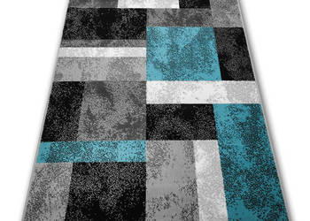 DYWAN 140X200 NEW IDEA KWADRATY BS22 NIEBIESKIE GĘSTY WŁOS RÓŻNE WYMIARY