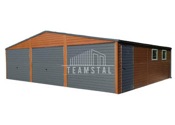 GARAŻ BLASZANY 9m x 6m - 3x Brama 2x okno drzwi rynny TS328