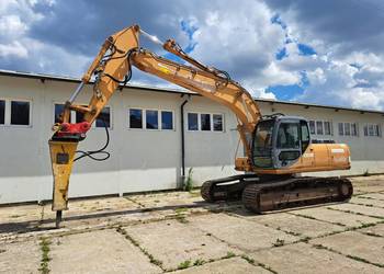 Rozbiórki i wyburzenia, wynajem koparki gąsienicowej 21 ton z młotem 1,2t Ł