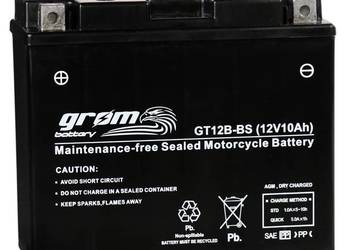 Akumulator motocyklowy 12V 10Ah 180A GROM GT12B-BS YT12B-BS