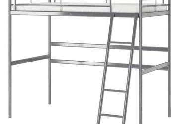 Łóżko na antresoli IKEA, srebne, 90x200 cm, rama, stal