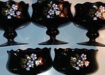 Piękne pucharki do deserów Krosno  PRL kolor burgund