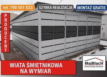 Wiata Śmietnikowa Biała Magazyn ŚMIETNIK Blaszany Schowek – Maj-Blach