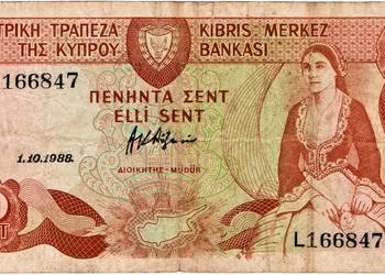 CYPR 1988-50 centów-P52.Gratis wysyłka!