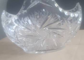 Duzy Krysztalowy koszyk z ładnym szlifem prl. Vintage, krysztal, szklo,