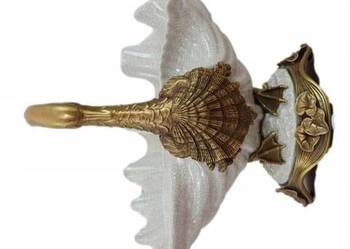 Porcelanowa Biała Patera Okuta Brązem - Łabędź Figura z Brązu - Prezent